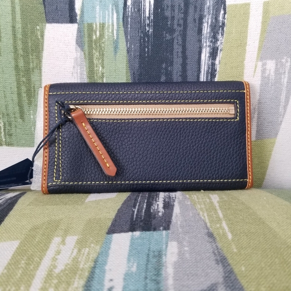 🎯DOONEY & BOURKE Pebbled Continental Clutch Wallet Midnight Blue Leather Duck - Picture 7 of 10